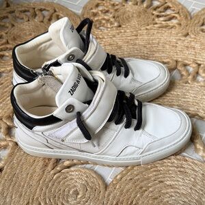 Zadig & Voltaire White and Black Kids High-Top Sneakers